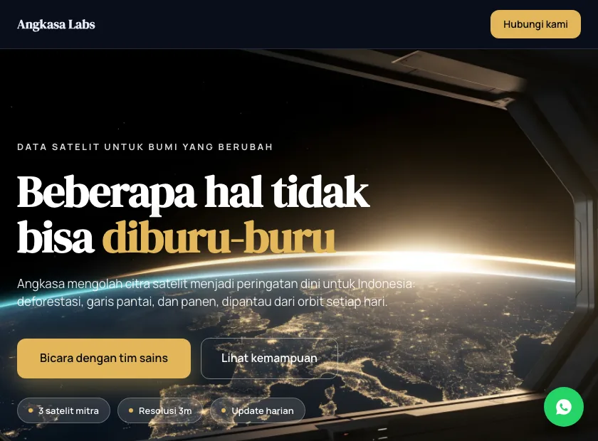 Pratinjau template Angkasa Labs