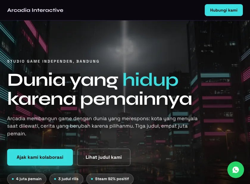 Pratinjau template Arcadia Interactive