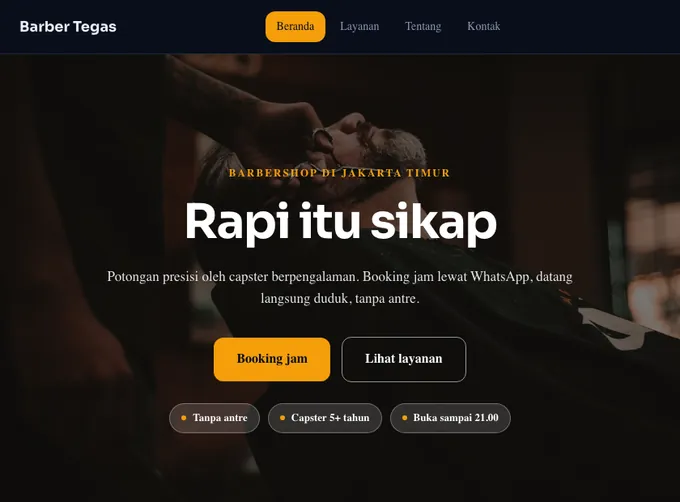 Pratinjau template Barber Tegas