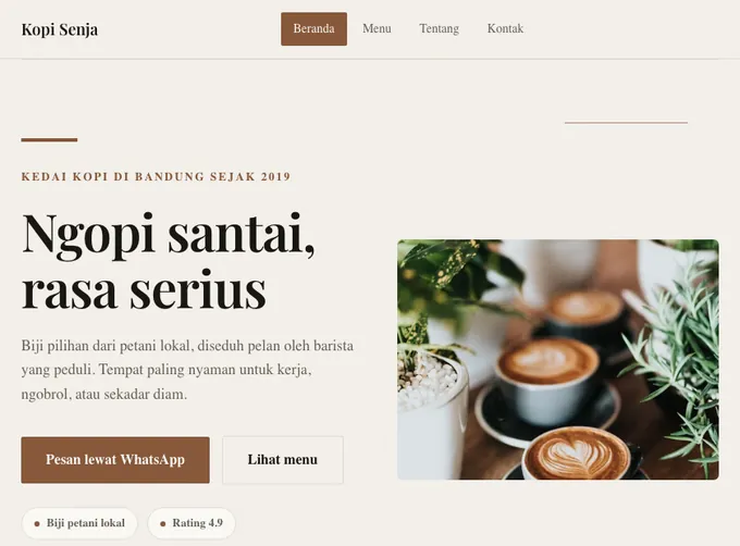 Pratinjau template Kopi Senja