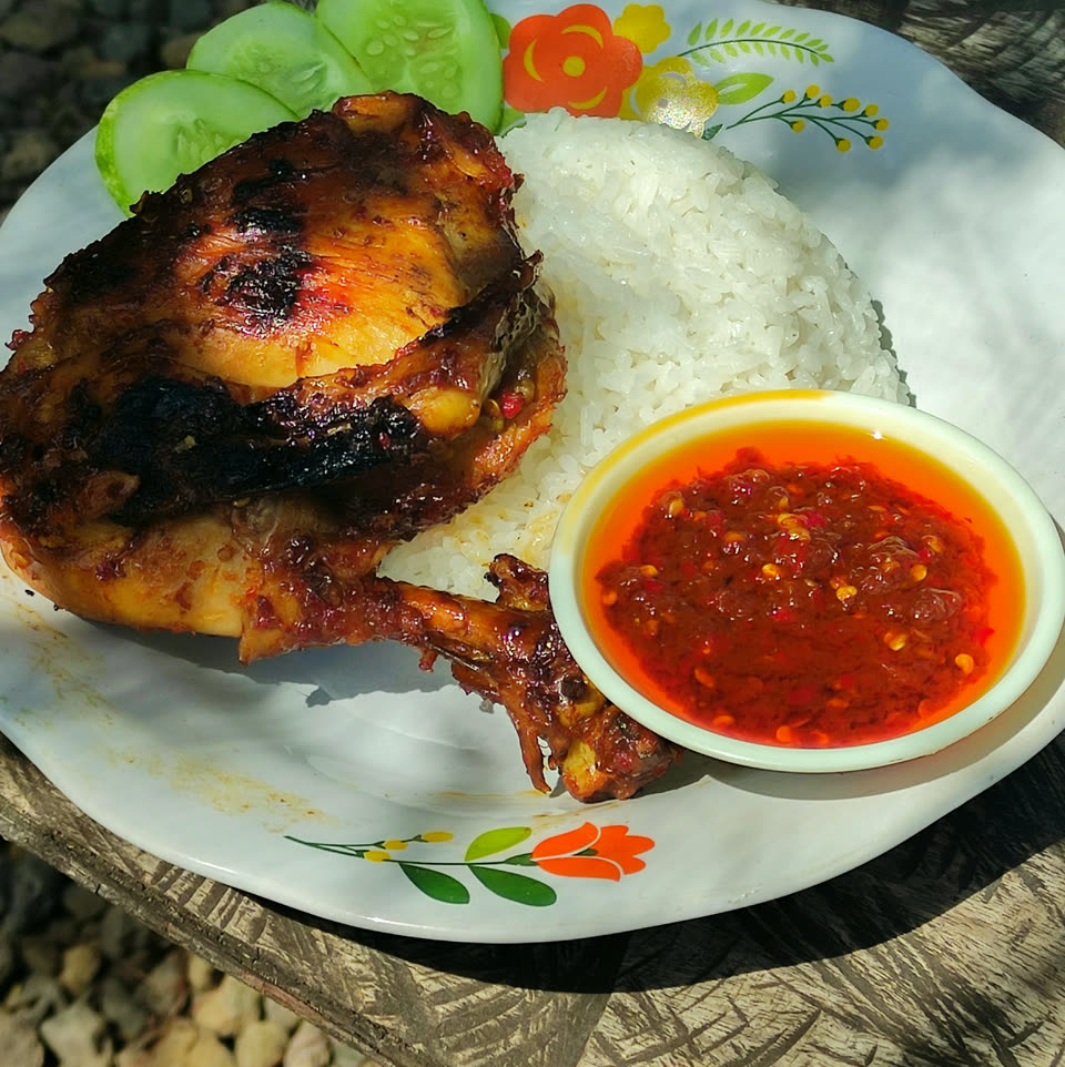 Ayam bakar with rice and sambal
