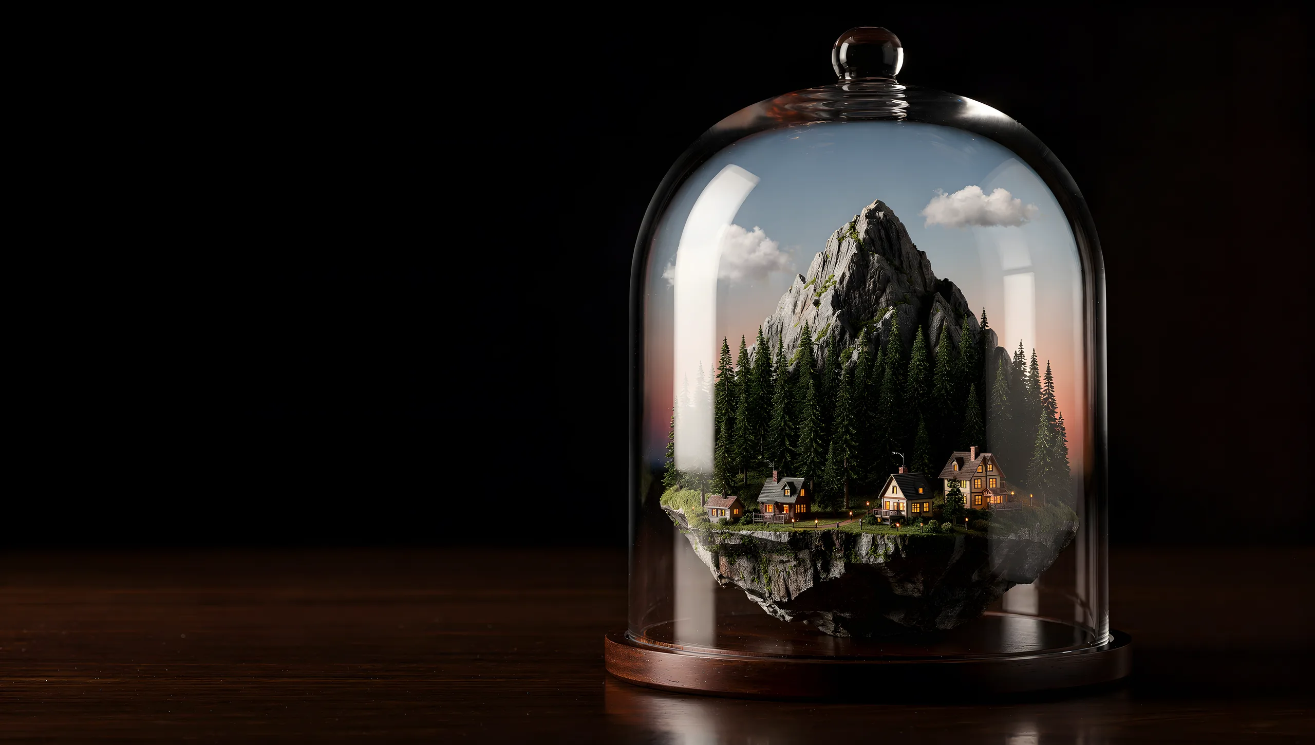 Instalasi miniatur dengan cahaya yang berubah